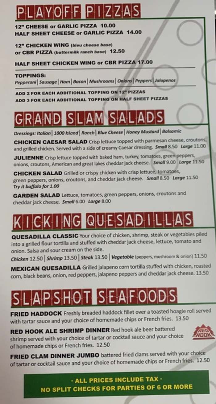 Page 3 of menu, Cheap Seats Sports Bar in Oswego, NY