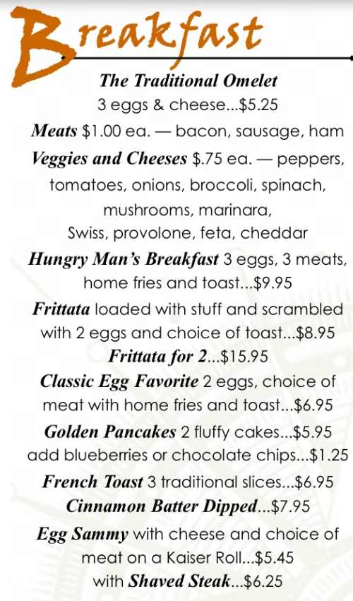 Page 1 of menu, The Office Tavern & Restaurant in Oswego, NY