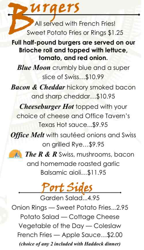 Page 8 of menu, The Office Tavern & Restaurant in Oswego, NY