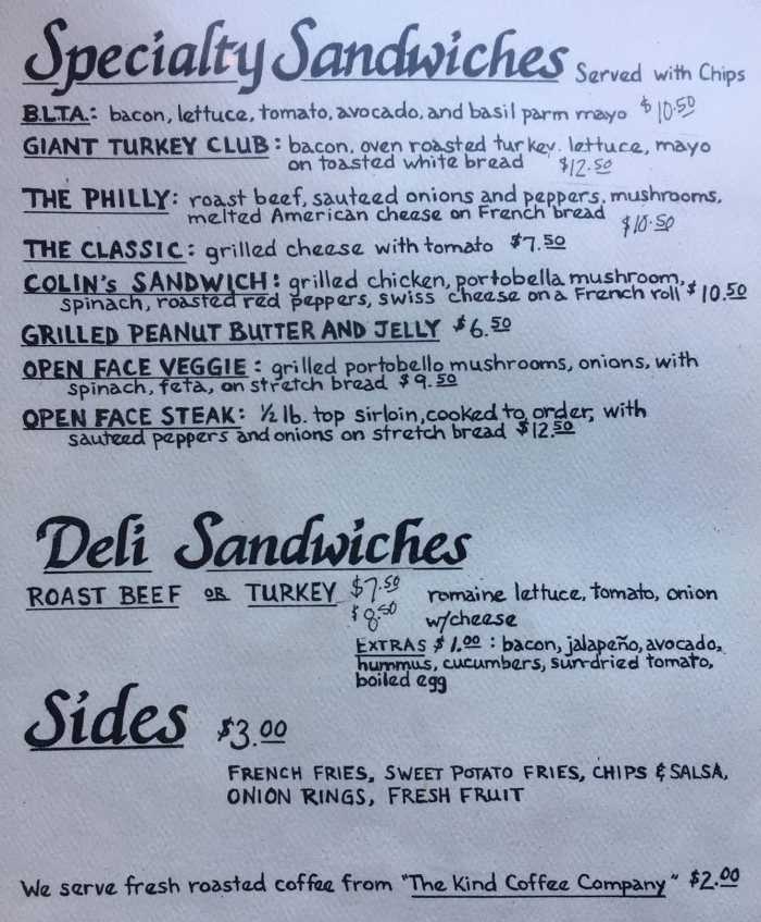 Page 3 of menu, Water Street Cafe in Oswego, NY